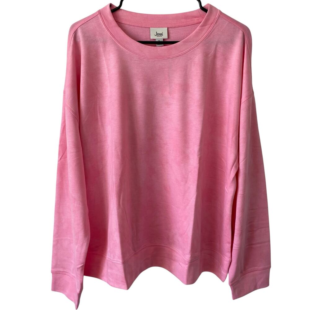 NEW JENNI INTIMATES Cozy Knit Long Sleeve Top Pink Tie Dye Size XL Crew Neck